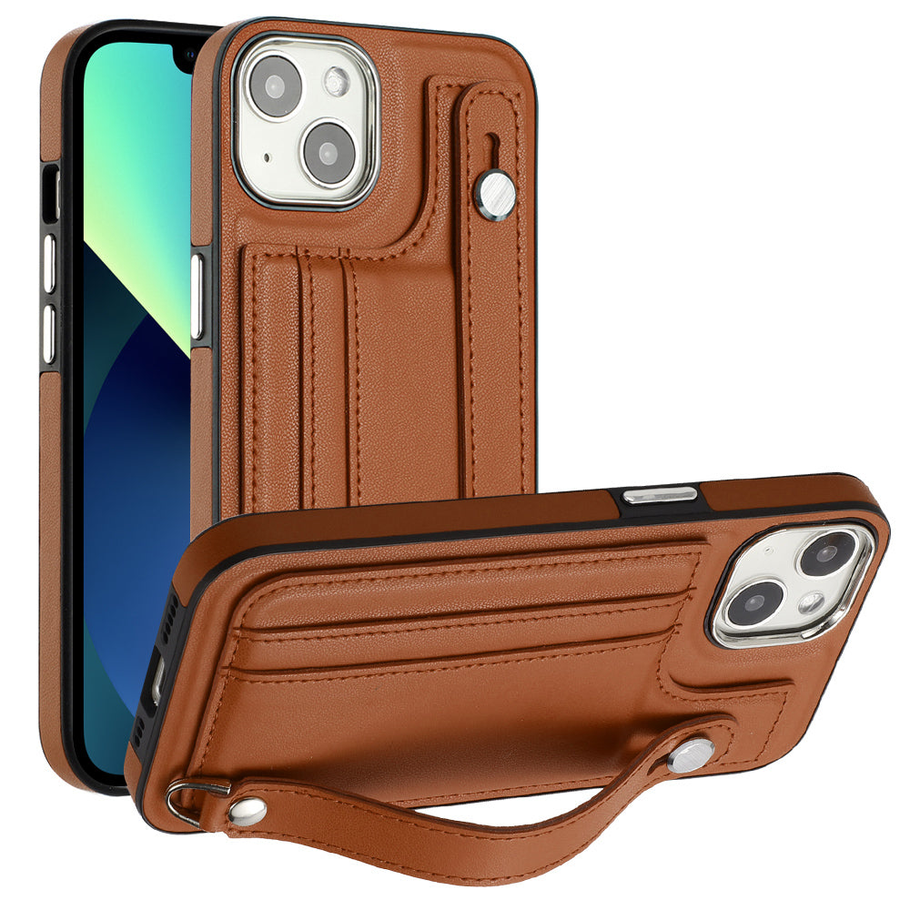 For iPhone 13 6.1 inch Protective Case YB Leather Coating Series-5 Card Slots TPU Phone Cover with Kickstand For iPhone 13 6.1 inch Protective Case YB Leather Coating Series-5 Card Slots TPU Phone Cover with Kickstand